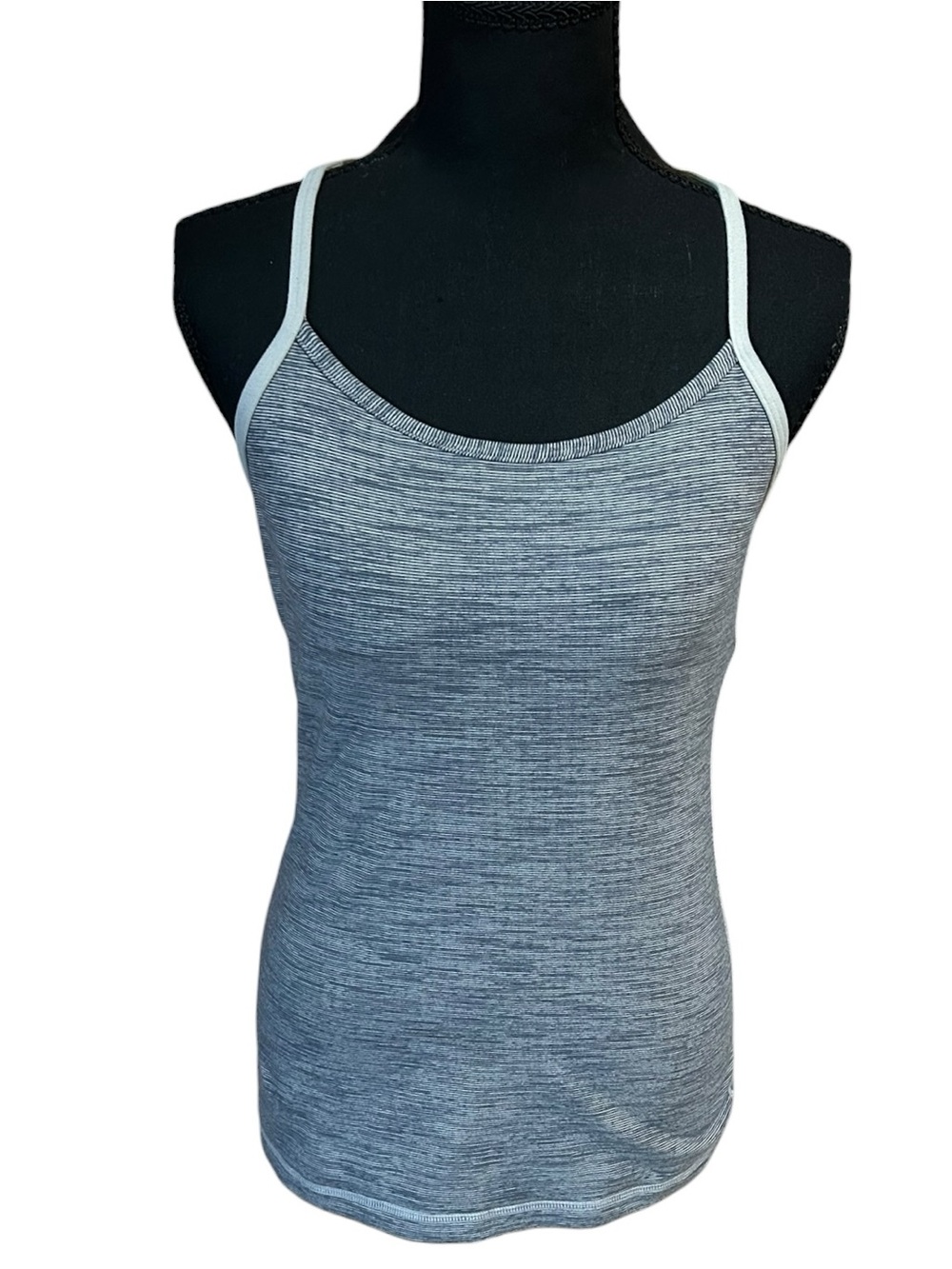 Lululemon Gray White Striped Racerback Tank Top Built In Bra Small